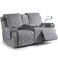 TAOCOCO Loveseat Recliner Cover with Center Console, 100% Waterproof Pet Cover for Dual Recliner with Straps Design, Split Reclining Loveseat Cover Furniture Pet&amp;Kids Protector (2 Seater, Gray)