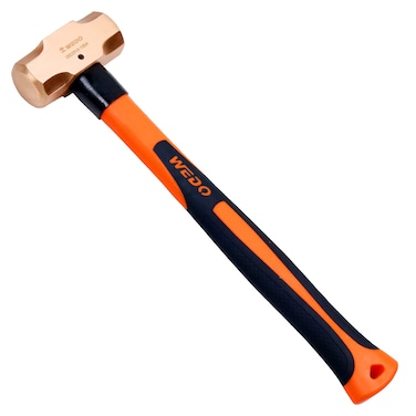 WEDO Copper Sledge Hammer with Fiberglass Handle,Long Straight Handle,Length 400mm(16"),4lb