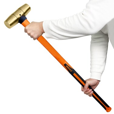WEDO Brass Hammer 8lb,Sledge Hammer,Solid Brass Mallet Hammer,Fiberglass Hammer Handle,Length 700mm,Die-Forged, Corrosion Resistant, DIN Standard