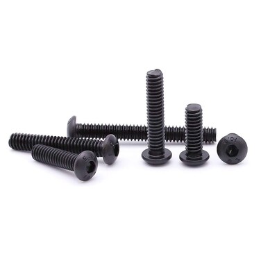 M8 x 60mm (15 pcs) Button Head Socket Cap Screws Bolts, Grade 10.9 Alloy Steel, Black Oxide Finish, Full Machine Thread