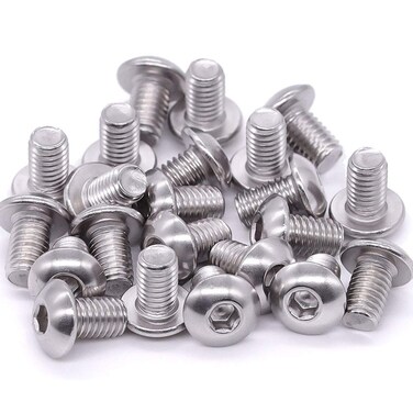 M4-0.7 x 6mm Button Head Socket Cap Screws 304 Stainless Steel 18-8 Hex Socket Cap Screws, Allen Hex Drive, Full Thread, Coarse Thread UNC, 100 PCS
