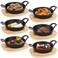 Nuogo 6 Sets Mini Cast Iron Skillet Mini Cast Iron Plates Skillet with Wooden Base Small Round Cast Iron Pan Fajita Cast Iron Plate Cast Iron Pot for Cooking Christmas Party(4.9 Inches)