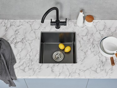 POPFLY 15 Inch Bar Sink, Black Small 15&Atilde;&mdash;15 Inch Undermount Kitchen Bar Prep Sink, Stainless Steel Single Bowl 18 Gauge Handmade 8 inch Deep Rv Sink