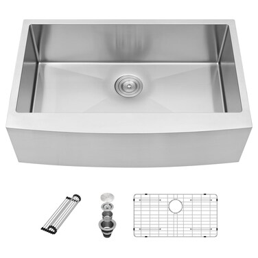 Sarlai 33 Farmhouse Sink Stainless Steel - 33x21 Inch Kitchen Sink Apron Front Stainless Steel 16 Gauge Single Bowl Kitchen Farm Sink Basin