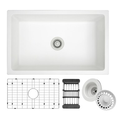MONSINTA Undermount Kitchen Sink, 30 Inch White Kitchen Sink, Granite Composite Sink, Single Bowl Kitchen Sink, Kitchen Sink Undermount With Accessories
