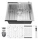Onader 25x22 Inch Drop In Kitchen Sink 16 Gauge Stainless Steel Brushed Nickel Single Bowl Modern Kitchen Sink with Accessories 10 Inch Deep