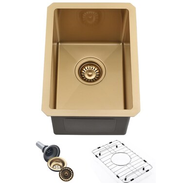 12 Inch Gold bar sink Undermount-Hovheir 12x16 Undermount Bar Sink Brushed Gold Bar Prep Sink Small Kitchen Sink Stainless Steel Wet Bar Sink Mini Rv Sink 16 Gauge Single Bowl Kitchen Bar Sink