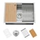 Kitchen Sink Workstation,32"x19" Stainless Steel Undermount Single Bowl Kitchen Sink Built-in Ledge Drop In Workstation Sink Design For Placing/Sliding Accessories-Cutting Board,Drying Rack,Colander