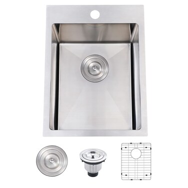 SHACO 15x20 Inch Drop In Bar Sink, Small Kitchen Sink for RV, 16 Gauge 304 Stainless Steel Topmount Single Bowl Handmade Wet Prep Sink for Yard Office Utility Laundry with Sink Grid &amp; Drain
