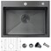 HOTIS 32 X 18 Inch black Kitchen Sink Undermount, Single Bowl Stainless Steel Workstation Sink, Top mount Sink 16 Gauge 9 Inch Deep Handmade Kitchen Sinks with Accessories