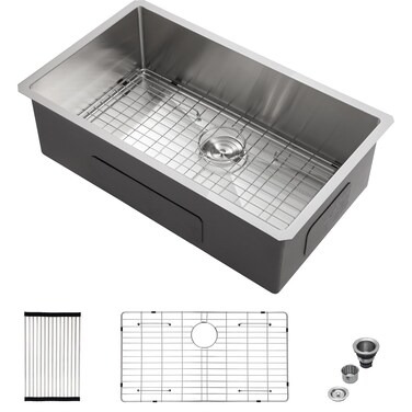 Mocoloo 33 Undermount Kitchen Sink Stainless Steel Sinks Handmade 33 x 19 Inch Round Corner 10 Deep Basin 16 Gauge Single Bowl Kitchen Under Counter Installation