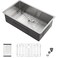 Mocoloo 33 Undermount Kitchen Sink Stainless Steel Sinks Handmade 33 x 19 Inch Round Corner 10 Deep Basin 16 Gauge Single Bowl Kitchen Under Counter Installation