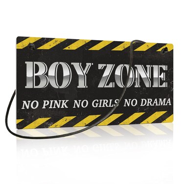 Putuo Decor Little Man Cave Sign, Boys Room Wall Decor for Kids, Toddler Boys, Baby, 10x5 Inches PVC Hanging Plaque Gift (Boys Zone No Pink No Girls No Drama)