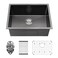 Black Kitchen Sink Undermount 22 x 18 inch, SINKVINE PVD Nano Stainless Steel Bar Sink Outdoor Sink, Single Bowl Laundry Sink w/ 3.5" Drain Strainer, Bottom Rise Grid, Roll-up Drying Unit, Black-Grey