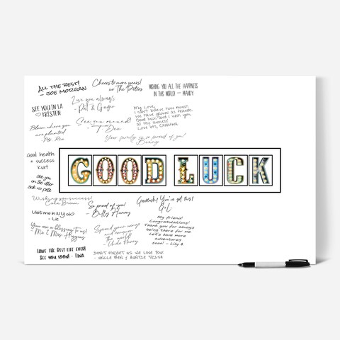 L&amp;O Goods Good Luck Signature Greeting Card   Large Good Luck Party Decorations Wall Art Poster for Men Or Women, Kids Or Adults   11x17 Inch (Unframed)