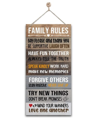Warm Family Rules Home Signs Decor, Hanging Wood Sign Home D&Atilde;&copy;cor, Inspirational Family Saying Wood Sign, Rustic Hanging Plaque Art Wall, Home D&Atilde;&copy;cor Sign, Farmhouse Wall D&Atilde;&copy;cor, Housewarming Gift