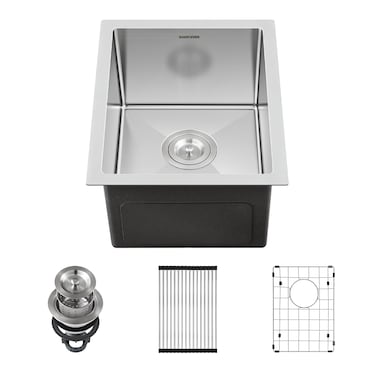 33-inch Undermount Kitchen Sink - SINKVINE Single Bowl Stainless Steel Kitchen Sink, Large Size Handmade Sink with 3.5-inch Drain Strainer, Bottom Grid Protector, Roll-up Drying Unit, 33" x 19" x 9