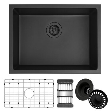 MONSINTA Bar Sink, Undermount Kitchen Sink, 23 Inch Matte Black Bar Sink, Bar Sink Undermount With Accessories, Granite Kitchen Sink, Black Sink Kitchen