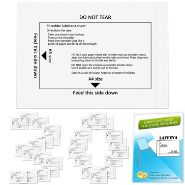 laffeya Shredder Lubricant Sheets, Paper Shredder Sharpening, Paper Shredders Lubricating Sheets, Shredder Cleaning Sheets (30 Pack)