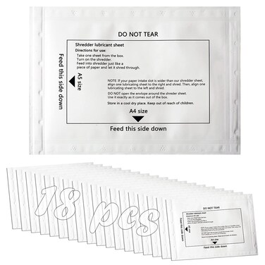 Ansoon Paper Shredder Lubricant Lubricating Sheets, Paper Shredder Oil Sharpening &amp; Cleaning Sheet for Cross-Cut and Micro-Cut Paper Shredders (18-Pack)
