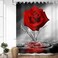 JAWO Rose Shower Curtain, Romantic Floral Blossom Red Rose Reflection on Water, Fabric Bath Curtain, Black and Red Bathroom Curtain, Machine Washable 72X72Inches