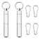 ACKLLR 2 Set Aluminum Toothpick Holder with 4 Pack Keychain, Portable Alloy Pocket Waterproof Box Metal Pill Toothpick Case and Buckles for Travel Picnic and Camping, 3 x 0.6 Inch, Silver