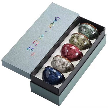 Lxuwbd Ceramic Tea Cup, Chinese Kung Fu Tea Set, Japanese Style Tea Cup, Yerba Mate Tea Set, 5pcs Ceramic Mate Cup Set, Tea Cup