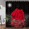 JAWO Floral Rose Shower Curtain, Red Rose Flower Under Moon Black Starry Sky Decorative Bathroom Curtain Machine Washable Durable Polyester Fabric 69x70 Inches