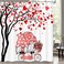 Valentines Day Shower Curtain, Romantic Gnomes Love Red Hearts Tree Fabric Shower Curtains with Hooks Set, Valentine's Bathroom Decor Waterproof Fabric Bath Curtains Home Decorations 72x72 Inches