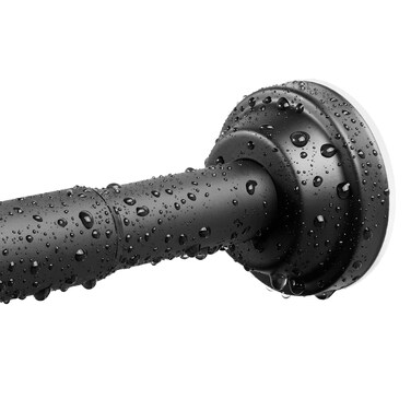 Haryaers Matte Black Shower Curtain Rod, 40-76 Inches No Drilling Adjustable Tension Curtain Rods for Bathroom, Stainless Steel Metal Spring, 1 Inch Diameter, Anti-Slip, No Rust