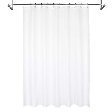 Mrs Awesome Waterproof Fabric Shower Curtain Liner, Suction Cups Included, Machine Washable Cloth Shower Curtain for Bathroom, 72 x 72 inch, White