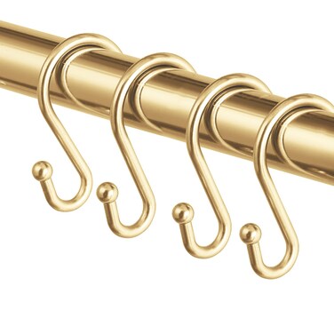 24PCS Metal Shower Curtain Hooks&iuml;&frac14;&OElig;Rust Resistant S Shaped Hooks Hangers for Shower Curtains, Kitchen Utensils, Clothing, Towels, etc.(Gold)