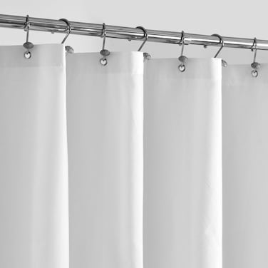 ALYVIA SPRING Waterproof Fabric Shower Curtain Liner with 3 Magnets - Soft Hotel Quality Cloth Shower Liner, Light-Weight &amp; Machine Washable - Standard Size 72x72, White