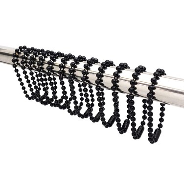 Shower Curtain Hooks Rings, Shower Hooks for Bathroom Shower Rods Curtains, Set of 12 Hooks, spa-Quality Look-Black