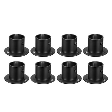 uxcell 1.28'' Dia Stainless Steel Pole Sockets Flange Rod Holder Bracket Support for Bathroom Closet Curtain, Set of 8, Black