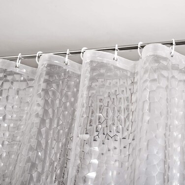 WELTRXE Shower Curtain Liner 8G EVA with 3 Magnets, Waterproof Clear Shower Curtains with 3D Water Cube Design, Heavy Duty Plastic Bathroom Shower Liner for Shower Stall, Bathtubs, 72 x 72,12 Hooks