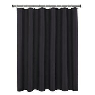 Biscaynebay Extra Long Fabric Shower Curtain Liner 72 Inch Width by 84 Inch Length, Black Water Resistant Bathroom Curtains, Rust Resistant Grommets Top Weighted Bottom Machine Washable