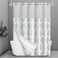 Yiatn No Hook Grey Extra Long Shower Curtain with Snap in Fabric Liner Set - Hotel Style with See Through Mesh Top Window, Modern Geometric Waterdrop Design,Waterproof and Washable, 71x86 INCH