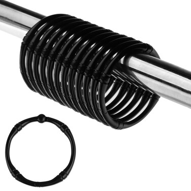 TCMAO Shower Curtain Hooks, Rustproof Decorative Shower Curtain Rings Metal Round Shower Hooks for Bathroom Shower Rod, 12 Pack (Black)
