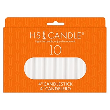 HS Candle 10 pcs White Unscented 4 Inch Taper Candles, Household General Usage, Emergency &amp; More