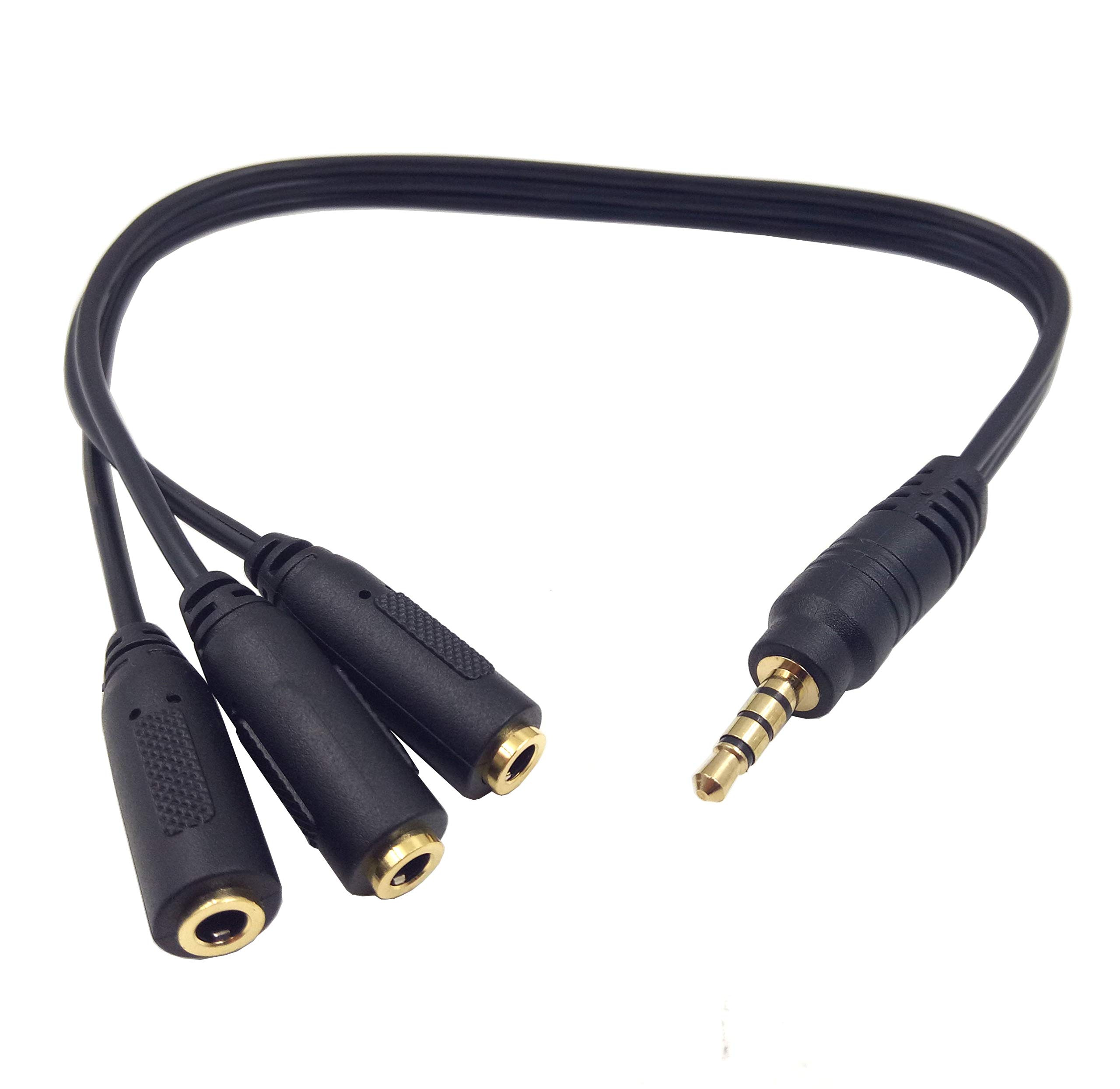 هاو كيانغ Haokiang 3 Trrs Male Plug To 3x Female Stereo Splitter Audio Cable 3.5 MM 9 inch
