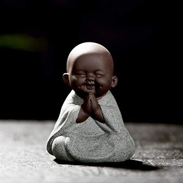 Kingzhuo Ceramic Cute Buddha Statue Monk Figurine Creative Baby Crafts Dolls Ornaments Gift Classic Delicate Ceramic Arts and Crafts Tea Accessories Small Adorable Gift Best Wishes Present