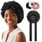 Satin Bonnet for Women Tie Band Hair Bonnet for Sleeping Large 2 Layered Silk Sleeping Cap Nightcap for Sleeping with 3PCS Hair Scrunchies (Leopard Print(Bonus3 Hair scrunchies))