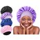 4Pcs Silk Hair Bonnets for Sleeping - Elastic Wide Band Satin Hair Wrap Bonnets for Sleeping Black Women Men,Silk Bonnets for Curly Hair,Silk Sleep Cap Bonnet (Purple &amp; Pink &amp; Sapphire Blue &amp; Black)
