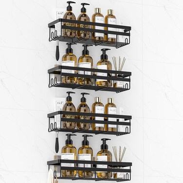 WOWBOX Shower Caddies 4 Pack - Adhesive Hanging Shower Shelf - Bathroom Organizers and Storage, No Drilling Stainless Shower Shelves for Home Decor, Bathroom Accessories