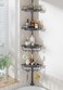 WSBArt Upgrade Sturdy Shower Caddy Tension Pole Grey Corner Shower Caddy 18/8 Stainless Steel Rustproof 4 Tier Adjustable Shower Organizer Shower Shelves Shower Storage Rack 32-122inch