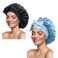 Satin Bonnet Silk Bonnet Hair Bonnet for Sleeping Large Bonnets with Tie Band Hair Wrap with Adjustable Straps Hair Cap Night Sleep Caps for Women Curly Braid Hair(Black,Sky Blue)