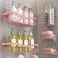 Youvip Pink Shower Caddy, Shower Organizers 5-Pack, Rustproof Bathroom Shower Shelves for Inside Shower, Adhesive Shower Caddy with Soap Holder &amp; Toothbrush Holder No Drilling