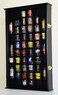54 Shot Glass Shotglass Shooter Display Case Holder Cabinet Wall Rack w/ UV Protection -Black