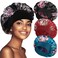 3 Pack Satin Bonnet Silk Bonnet for Sleeping, Sleep Bonnets for Women Hair Bonnet for Sleeping Large Sleep Cap, Wide Soft Band Bonnet for Curly Hair